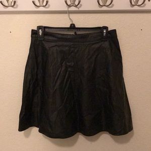 Black Leather Skater Skirt